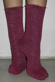 Scalloped Glitter Socks Berry Pink